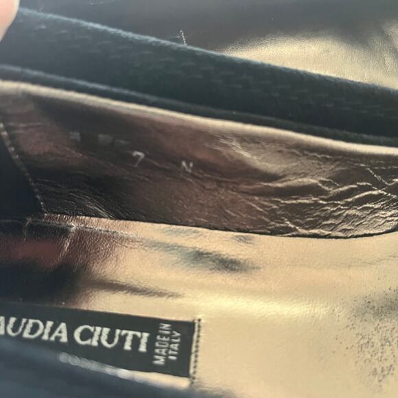 Claudia Ciuti Black Suede Emblem Flat Women's 7N Made in Italy Ballet Slip On - Picture 4 of 7